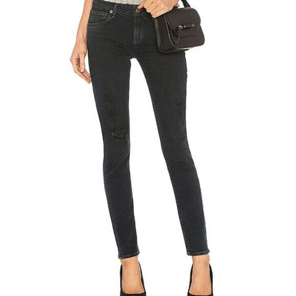 Agolde Denim - Women’s Revolve Agolde Dark Blue Skinny Distressed Drifter Jeans Size 32 NWT
